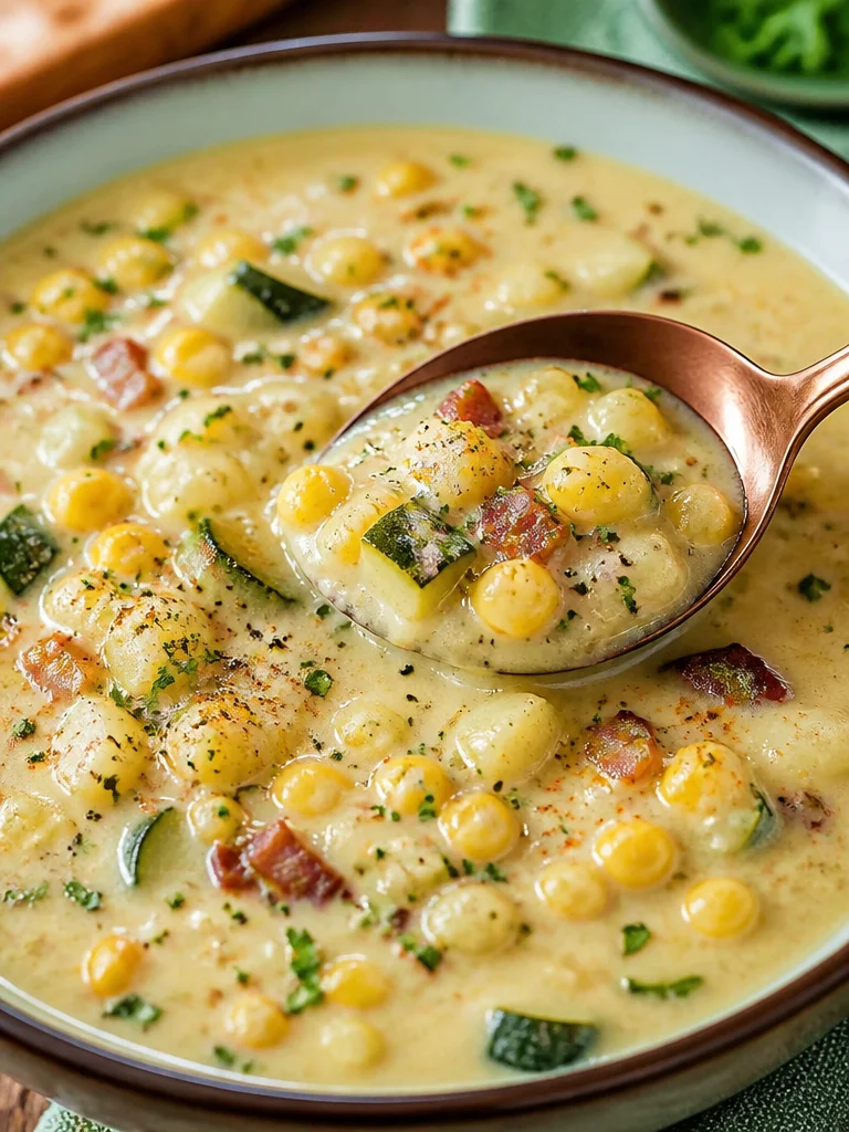 Sopa de maíz y calabacín de verano, receta vegetariana y deliciosa