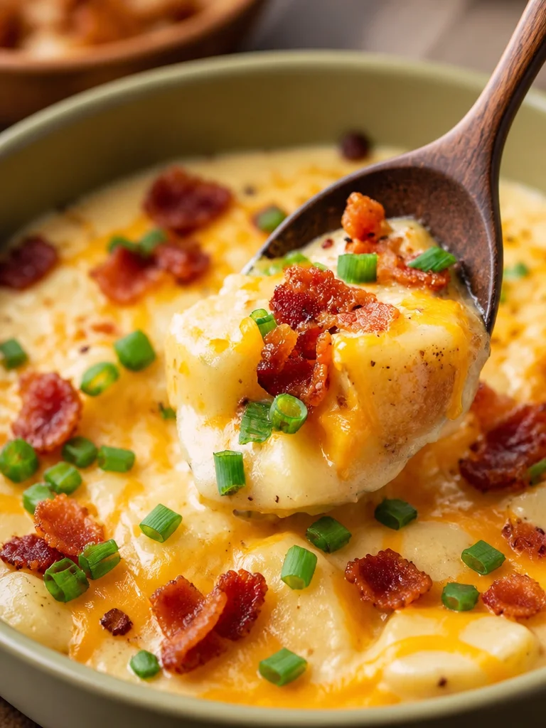 Sopa de Papa Al Horno Cargada, un plato delicioso y reconfortante con papa y otros ingredientes.