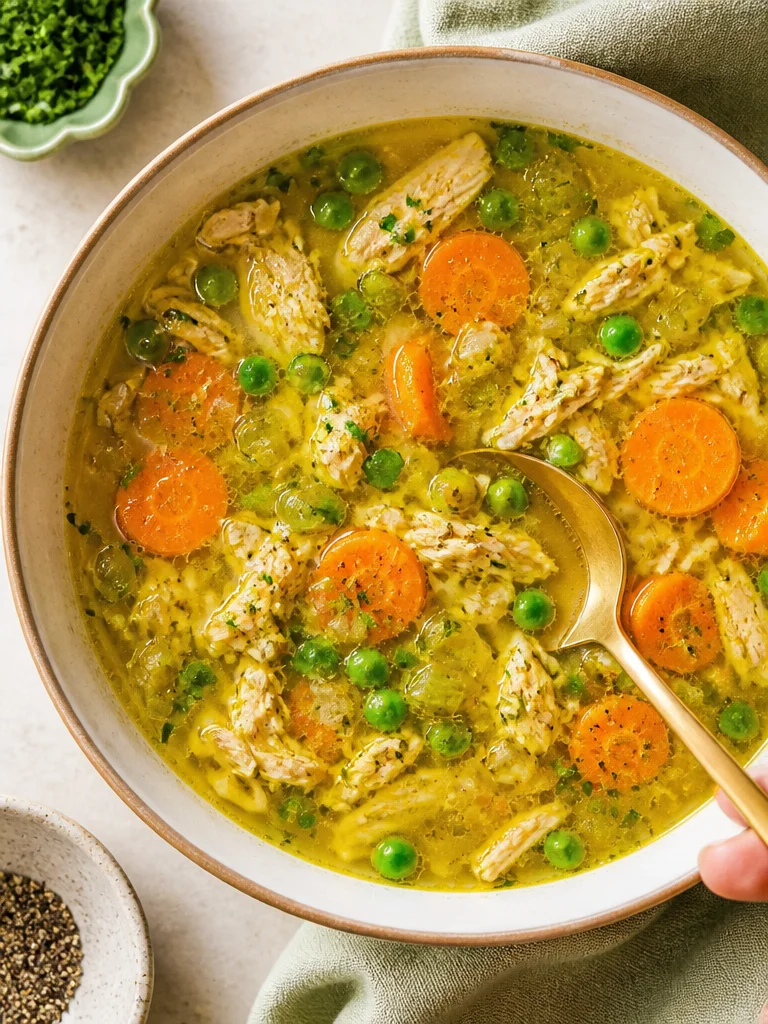 Sopa de pollo con cúrcuma antiinflamatoria, Whole30, Paleo y sin gluten