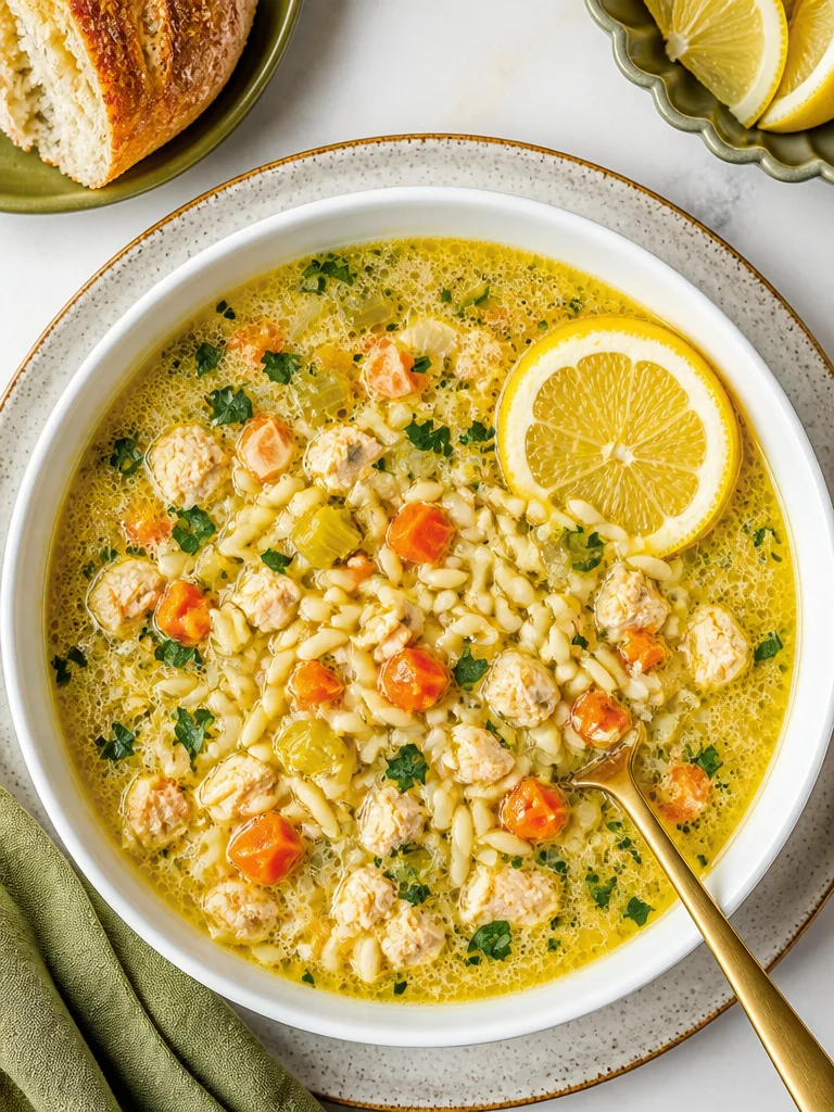Sopa de Pollo con Limón y Orégano en un tazón