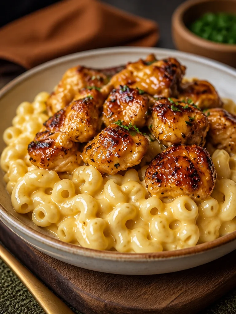 Sweet and Spicy Chicken with Honey and Creamy Macaroni and Cheese