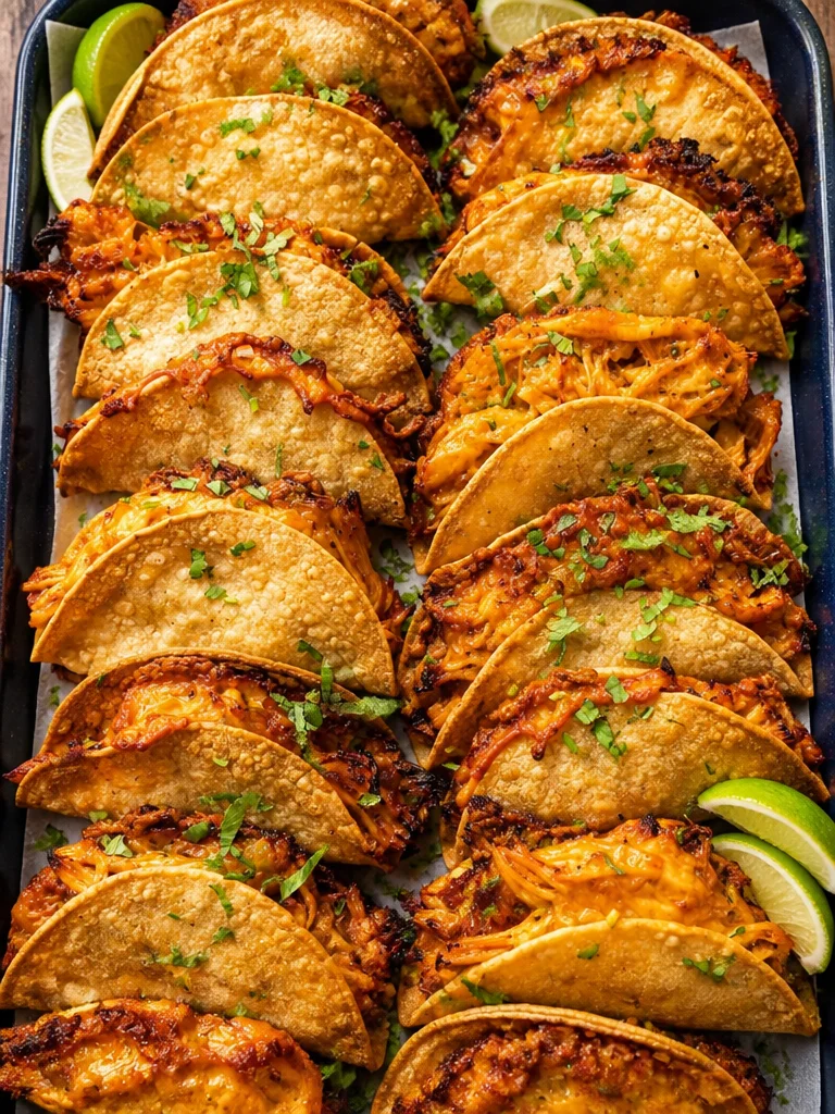 Tacos de pollo al horno en miniatura listos para servirse