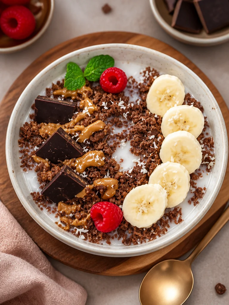 Tazón de desayuno de quinua Mono Grueso con ingredientes saludables