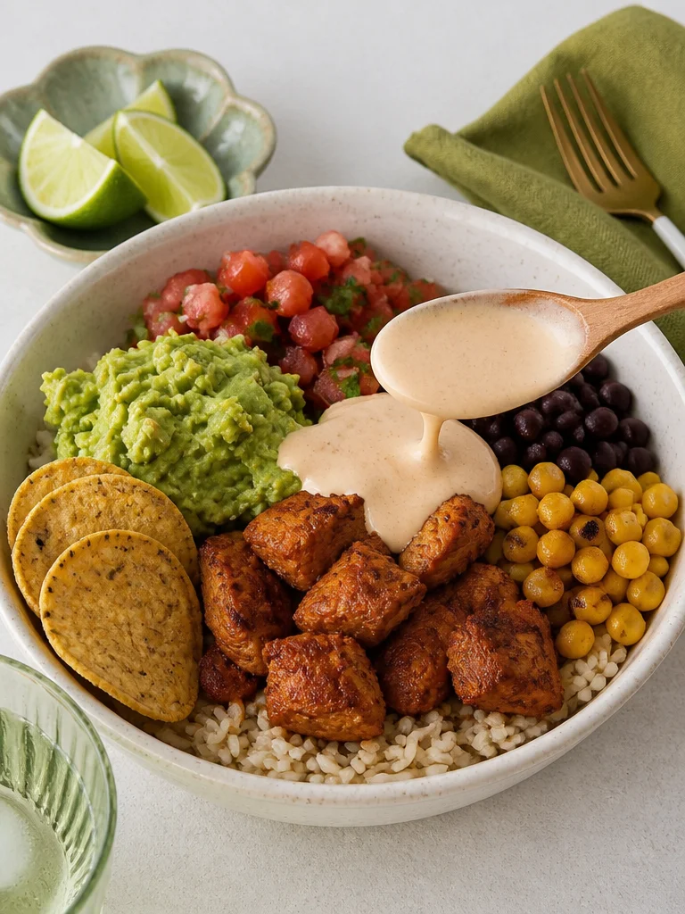 Tazón de Burrito de Pollo con ingredientes frescos y sabrosos