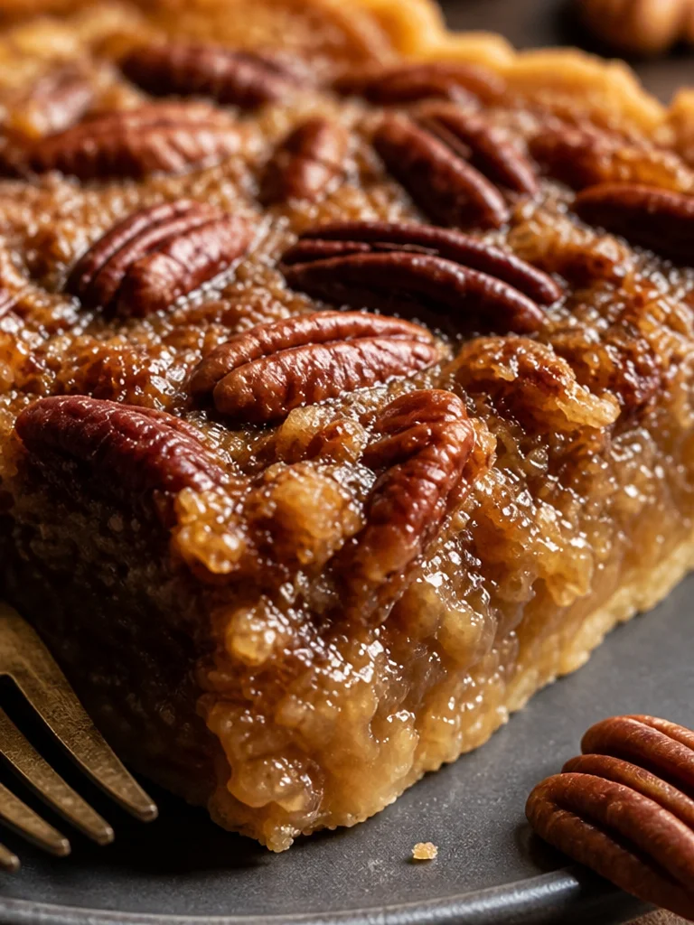Torta de Pecan Dump con nueces pecanas y un rico glaseado.